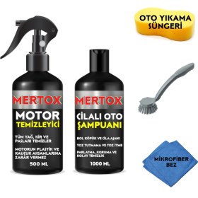 Resim Mertox Otomobil Araç Araba Oto Temizlik Seti - Motor Temizleyici + Oto Şampuanı 2X500ML 
