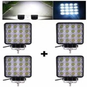 Resim OptaPro 4 Adet 16 Led Kare Off Road Araç Iş Makinesi Kamyon Tekne Traktör Projektör Çalışma Ve Sis Lambası 