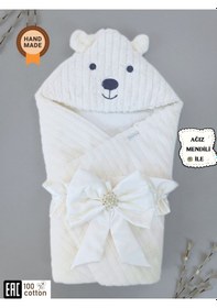 Resim Kışlık Bebek Kundağı Unisex Bebek Dış Kundak Battaniyesi Hastane Çıkışı Kundak Battaniye Ekru 