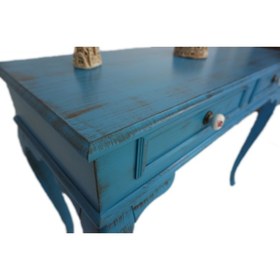 Resim Evim Hizmet Lükens 100 Cm Çekmeceli Mavi Eskitme Makyaj Masası 