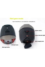 Resim ForteGT Superl Lava 300LM Bisiklet Ön Işık USB Kask ve Gidon Farı Xbyc 6126 