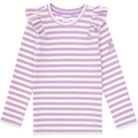 Resim U.S. Polo Assn. Kız Çocuk Lila Çizgili Bisiklet Yaka Sweatshirt 50317983-VR034 