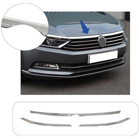 Resim Volkswagen Passat B8 Uyumlu 2015-2019 Krom Far Üzeri Çıta Ön Panjur 3 Parça Paslanmaz Çelik 