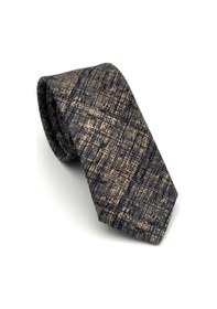 Resim Gaffy Lacivert Bej Kırcıl Desenli Gri Dokuma Kumaş Mendilli Slim Fit Kravat // Sdk-2610-3 Gri 