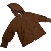 Resim Erkek Bebek Fermuar Kapamalı Cepleri Fermuarlı İçi File Astarlı Kapüşonlu Kahverengi Renk Yağmurluk Kahverengi 