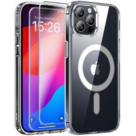 Resim Etiget iPhone 15 Pro MagSafe Kılıf + 2 Adet Temperli Cam Ekran Koruyucu Şeffaf 