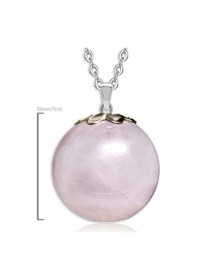 Resim Erilsa Sertifikalı Yuvarlak Doğal Pembe Kuvars Taşı Kolye Çok Renkli 