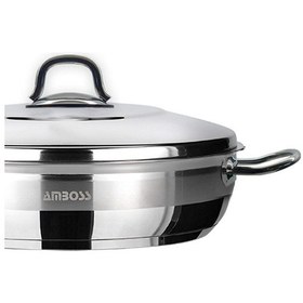 Resim Saphire Paslanmaz Çelik Basık Tencere 32x10 - Çelik Kapak Gri 