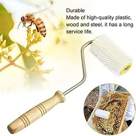 Resim Akozon Ahşap Saplı Plastik Arı Kovanı Bal Çıkarıcı - Arıcılık Için Arı Toplama Silindir Aracı - Dayanıklı Ve Verimli Bal Hasat Ekipmanları 