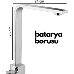 Resim Marsilyan Krom Mutfak Evye Batarya İçin Köşeli Su Borusu Paslanmaz ve Eca Uyumlu 25X25 