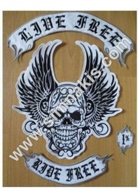 Resim Motorcu Mont 35X45 CM Nakış Işleme Arma Patch Yama Peç Set I 