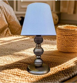 Resim Sava Abajur Eskitme Kaplamalı Metal Krem Şapka Kahverengi 