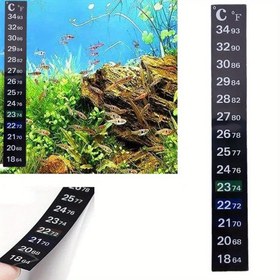 Resim Çift Ölçekli Dijital Akvaryum Termometre Şeridi - C/F, Balık Tankları için Renk Değişikliği Sıcaklık Ölçümü, Kolay Yapışkan Tasarım, 0-58°C/-20.86°F Aralığı, Su Altı Ortam İzleme Aracı, Akvaryum Tankı 