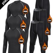 Resim Sıcak İç Çamaşırı ile Altı Parçalı Polar Spor Takımı, Sonbahar ve Kış için Erkeklerin Koşu ve Spor Giyimleri, Sabah Koşusu ve Gece Antrenmanı için Kaplı Sıkı Ekipman, Sonbahar/Kış Spor Giyimleri 