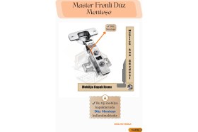 Resim Master Frenli Düz Dolap Kapak Menteşesi (Pistonlu Düz Tas) Menteşe - Mobilya Menteşeleri Tekli Dolap 