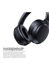 Resim ROSSTECH Sounparty Rs-600 ANC Mikrofonlu Bluetooth 5.3 Kulaküstü Kulaklık- ANC-ENC 20 Saat Kullanım 