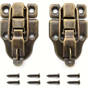Resim 2 Adet Vintage Bronz Mandal Kilit Tokası Montaj Vidaları ile, Metal Ördek Gagalı Mandal Kilidi Mücevher Kutusu, Ahşap Kutular ve Bavullar için 