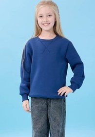 Resim Unisex Basic Bisiklet Yaka Şardonlu Kışlık Sweatshirt 