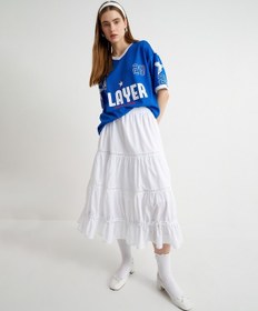 Resim Koton Forma Tişört V Yaka Kısa Kollu Renk Bloklu Baskılı Mavi 4sal10986ık Mavi 