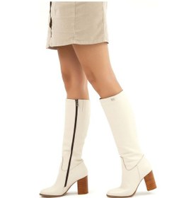 Resim Tamer Tanca Kadın Hakiki Deri Bej Floter Klasik Çizme 33 10955 Bn Czm Sk22/23 Bej Gyk Fltr Bej 