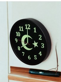 Resim Fosforlu Gece Görünen Ayyıldız Duvar Saati Çap 28 Cm Cam Yok Siyah 