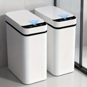 Resim Beyaz Banyo 2'li/1'li Akıllı Temassız Çöp Kovası 11.13 L Kapaklı Otomatik Sensörlü Hareket Sensörü, İnce Otomatik Sensörlü Hareket Sensörlü Küçük Çöp Kovası, Elektrikli Dar Küçük Çöp Kovası, Mutfak, Ofis, Oturma Odası, Banyo, Karavan vb. için Uygun 