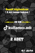 Resim 61 AVM Kişiye Özel Tiktok Logolu Kullanıcı Adı Sticker Folyo - 2 Adet 20 Cm - Beyaz - 