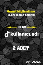 Resim 61 AVM Kişiye Özel Tiktok Logolu Kullanıcı Adı Sticker Folyo - 2 Adet 20 Cm - Beyaz - 