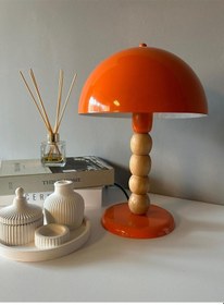 Resim Turuncu Mantar Masa Lambası Dekoratif Abajur Çocuk Odası Başucu Lambası Okuma Lambası Turuncu 