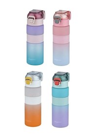 Resim Vagonlife 600ml Çift Renk Kaydırmaz Silikon Gövde Motivasyon Su Matarası Pembe 