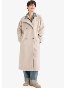 Resim Defacto Relax Fit Düğmeli Uzun Kaşe Kaban F5547ax25wnbg501 Bej-bg501 