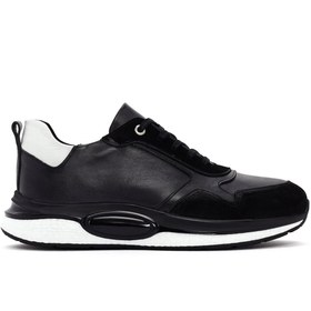 Resim Men's Black Lace-up Leather Casual Sneaker 