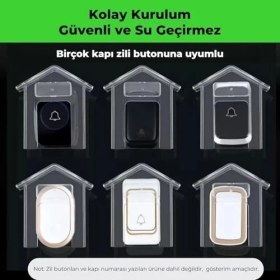 Resim Su Geçirmez Kablosuz Kapı Zili Kapak, Dış Mekan Yağmur & Kar Koruması, Birçok Zile Uyumlu Kablosuz Kapı Zili Kapak 