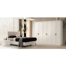 Resim Aylan Mdf Membranlı 6 Kapaklı Gardırop Dolap Beyaz 