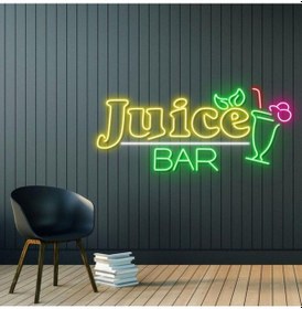 Resim Juice Bar Yazılı Ve Şekilli Neon Tabela Çok Renkli 