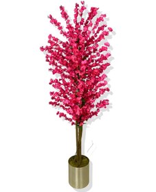 Resim Cihan Çiçekçilik Fuşya Bahar Dalı 180 Cm Yapay Ağaç 25x25 Metal Saksı 