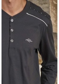 Resim Cossy By Aqua 26167 Erkek Uzun Kollu Düğmeli Bisiklet Yaka Pijama Takımı-antrasit Antrasit 