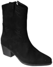 Resim YAZKIŞ Kadın Siyah Taba Süet Üzeri Desenli 5cm Kalın Topuk Kovboy Botu Siyah 36 EU 