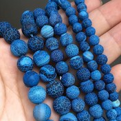Resim 6/8/10mm Doğal Taş Mat Koyu Mavi Çatlamış Ateş Ejderha Damarı Akik Boncuklar, Takı Yapımı için Gevşek Aralık Boncuklar, Doğal Taş Boncuklar 