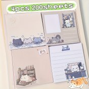 Resim 4'lü WhimsyCat 200 Yaprak Sevimli Kedi Karikatür Tarzı Yapışkan Notlar, Kare Şekil, DIY Günlük Not Defterleri, Ofis Malzemeleri Kırtasiye 