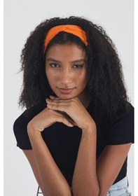 Resim Kadın Pamuklu Penye, Kaymaz, Yumuşak, Esnek, Stilinle Öndesin Saç Bandı Bandana - Tek Ebat / Turuncu Turuncu 