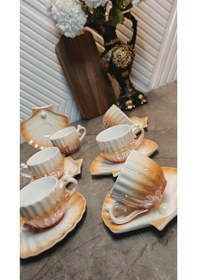 Resim Sihir İnci Türk Kahvesi Fincan Beyaz - Turuncu 