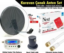 Resim 40 cm Delikli Karavan Çanak Anten Seti + Dijital Uydu Bulucu Antenci