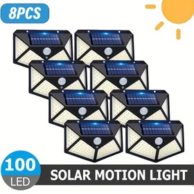 Resim 8 adet LiHangStar Güneş Hareket Işığı, Dokunmatik Sensör ve Kızılötesi Hareket Algılama ile 100 LED Dış Duvar Fenerleri - IP44 Su Geçirmez, Kolay Kurulum, Güneş Enerjili Lityum Pil, Sokak ve Alan Aydınlatması için İdeal, Dış Mekan Aydınlatma Çözümü | Modern Dış Mekan Işığı | Güneş Enerjili Işıklar 