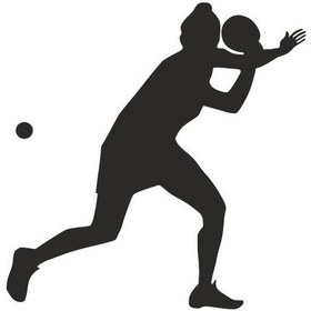 Resim Tenis Oynayan Kadın Folyo Sticker 40cm Uzunluk Siyah 