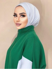 Resim Aker Hijabchi Kadın Tesettür Çıtçıtlı Boyunluk Hijap Bone Model Eşarp Şal Gri 