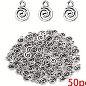 Resim 50 Adet Antik Gümüş Renkli Spiral DIY Takı Yapımı El İşi Bilezik Kolye Kolye Ucu 11 x 8mm 