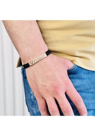 Resim Gümüş Erkek Bileklik,14k Rose Altın Kaplama,el Örgüsü Bileklik 