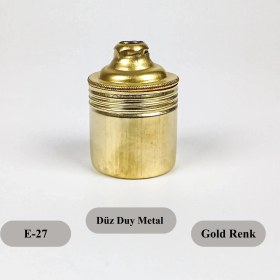 Resim Dekoratif E27 Metal Düz Gold Renk Duy (1 ADET) 