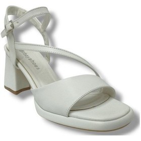 Resim Erbay 402-25 Deri Anatomik Kalın Topuklu Kadın Sandalet Beyaz 